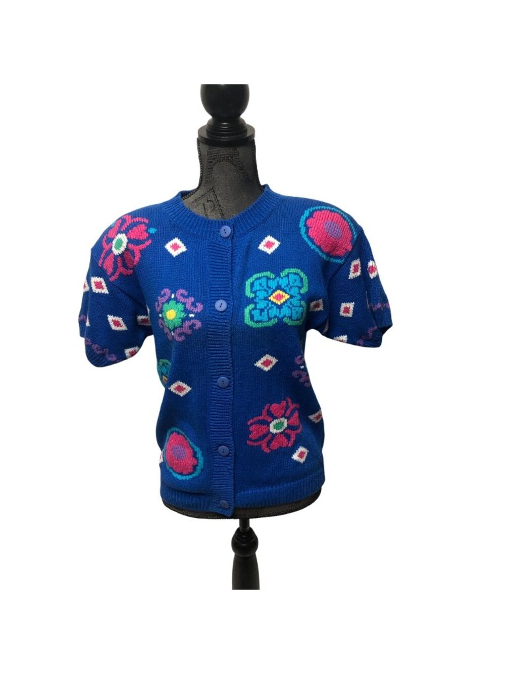 Northern Isles Portraits Cardigan Womens Petite Small Embroidered Sweater NEW